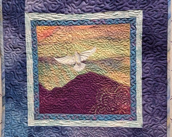 Dove Art Wall Hanging Mini Quilt 14 x 14 in.