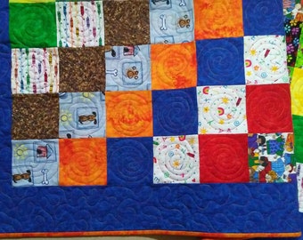 Patchwork Quilt Toddler Child Play Mat Primary Colors 44.5 x 56.5 inches