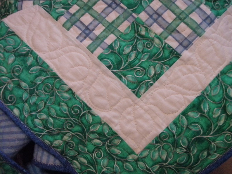 Blue Green Baby Quilt Toddler Nap Quilt Idaho 36 x 48 image 9