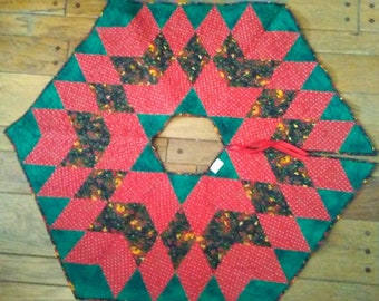Quilted Christmas Tree Skirt Handmade Quiltsy Idaho Green Red