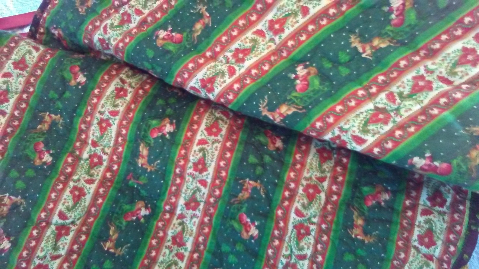 Quilted Christmas Tree Skirt Handmade Quiltsy Idaho Green Red Etsy