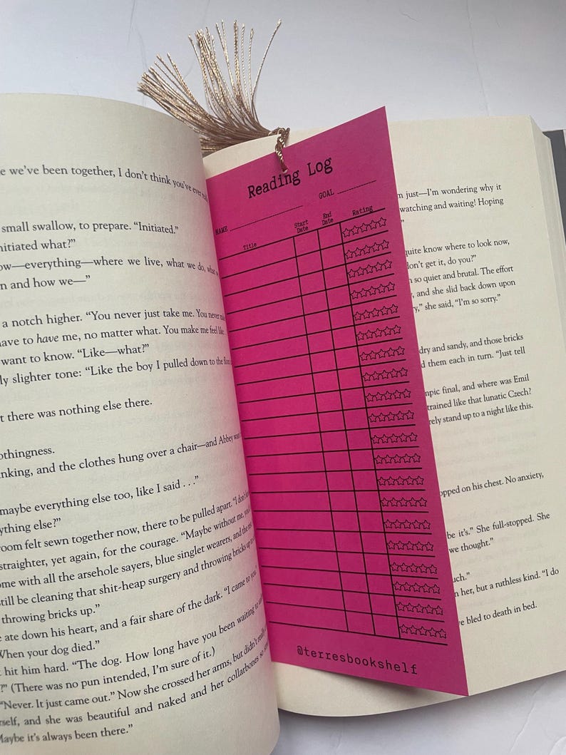 Tassel Library Card Bookmark: Reading Log Bookmark for Book Lovers ...