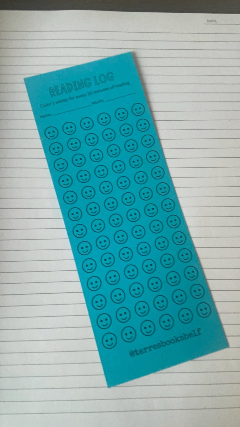 Kids Reading Log Bookmark: Smiley Face Timed Reading Tracker (cardstock ...