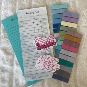Bookish Gift Bundle – Reading Tracker Bookmark + Bookish Stickers + Annotation Tabs – Gift for Book Lovers, Book Club Favor