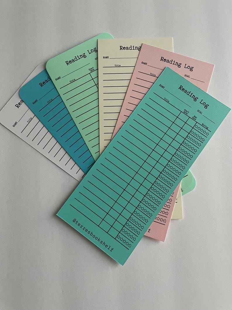 Bulk Library Card Bookmarks:undated Reading Log Set - Etsy
