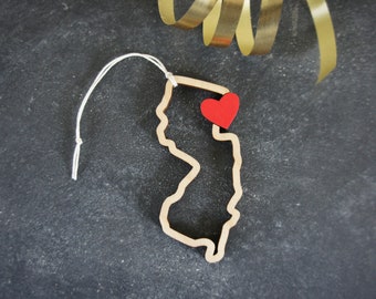 Hoboken New Jersey Outline Heart Christmas Ornament - Choose your color! | Christmas Ornament | Housewarming Gift | Christmas Gift | Hoboken