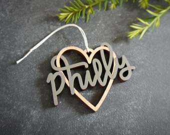 Philly Heart Christmas Ornament - Choose your color! | Christmas Ornament | Housewarming Gift | Christmas Gift | Philly Heart | Philadelphia