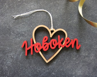 Hoboken Heart Christmas Ornament - Choose your color! | Christmas Ornament | Housewarming Gift | Christmas Gift | Hoboken Heart