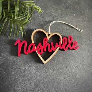 Nashville Herz Ornament - Farbe frei wählbar | Weihnachtsschmuck | Einweihungsparty Geschenk | Weihnachtsgeschenk | Nashville Herz | TN