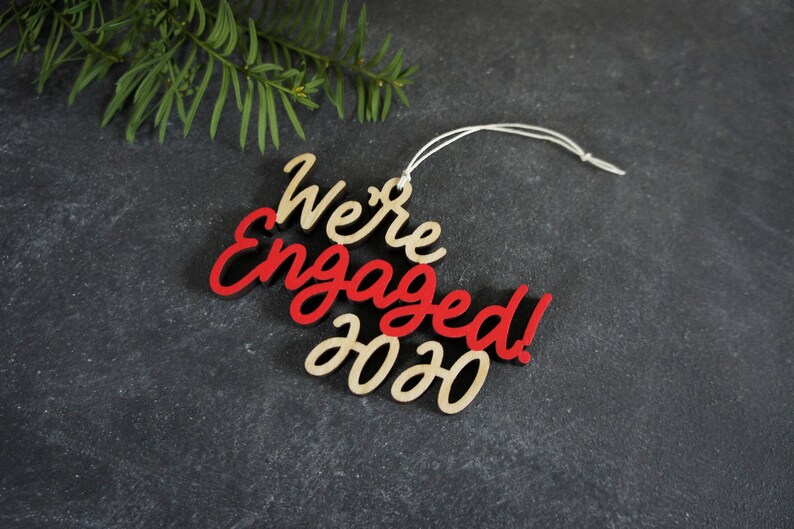 Choose your year and color We're Engaged Christmas Ornament Christmas Ornament Engagement Gift Christmas Gift Couple Gift image 3