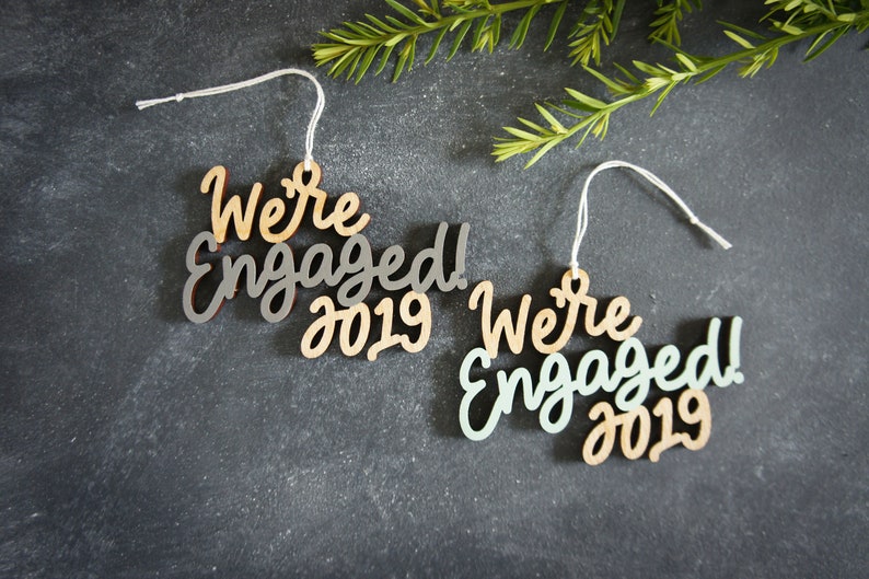 Choose your year and color We're Engaged Christmas Ornament Christmas Ornament Engagement Gift Christmas Gift Couple Gift image 4