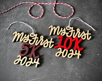 Choose your year and color! | My/Our First 5K or 10K Christmas Ornament | Christmas Ornament | Christmas Gift | Gift for Runners | Run | 5K