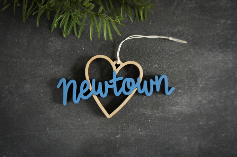 Christmas Ornament Christmas Gift Choose your color! Newtown Heart Christmas Ornament Newtown Heart Housewarming Gift Newtown CT