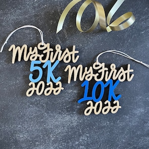 Choose your year and color My/Our First 5K or 10K Christmas Ornament Christmas Ornament Christmas Gift Gift for Runners Run 5K image 1