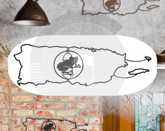 Puerto Rico: Coqui and Garita Wall Metal Map