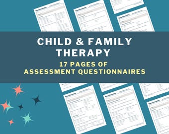 Cuestionarios de terapia infantil y familiar para evaluaciones / Descargas digitales de salud mental / Formularios de admisión para terapeutas infantiles y familiares