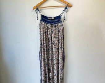 Vintage Starina Indian Block Print Jumpsuit