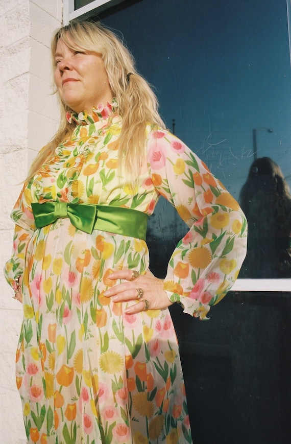 Vintage Sheer Floral Dress - Etsy