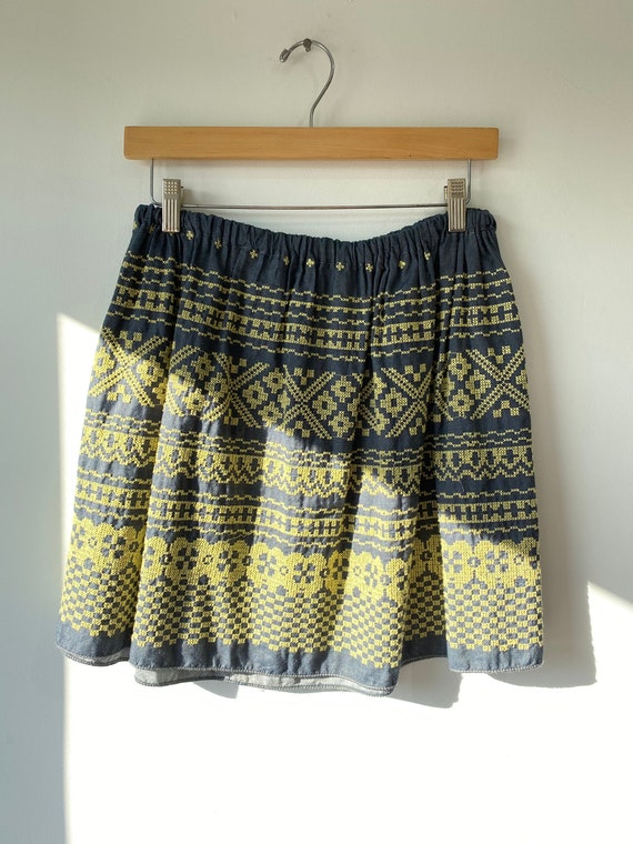 Vintage Embroidered Indigo Skirt