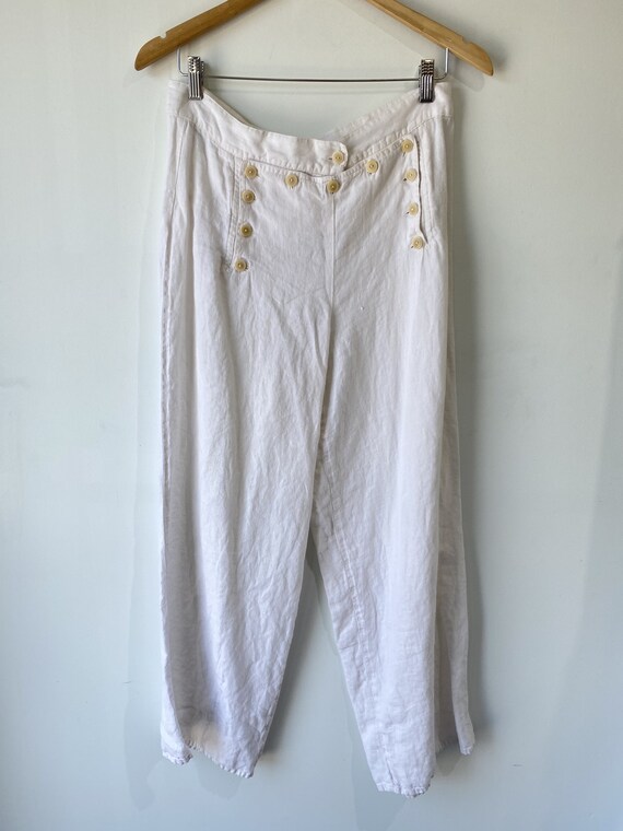 Vintage Flax White Linen Sailor Pants