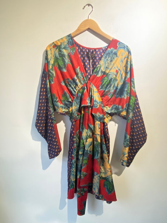 Biyan Floral Silk Dress With Tie Etsy UK