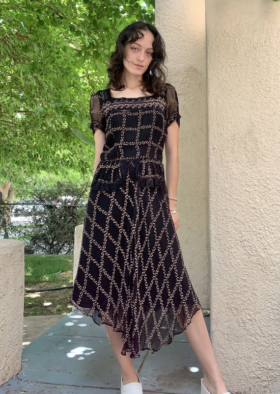 Vintage Roaring 20's/Prairie Style Black Dress