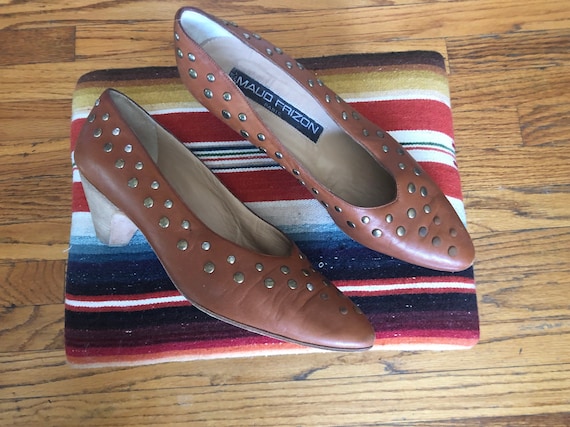 Vintage Maud Frizon Paris cognac studded heels