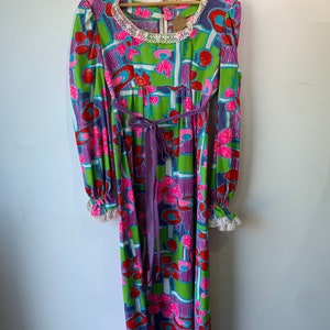Vintage Abstract Floral Pattern Dress