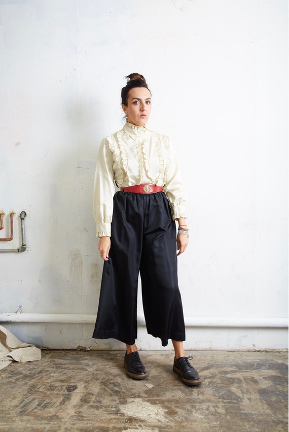 Vintage Grosgrain Black and White Ruffle Jumpsuit