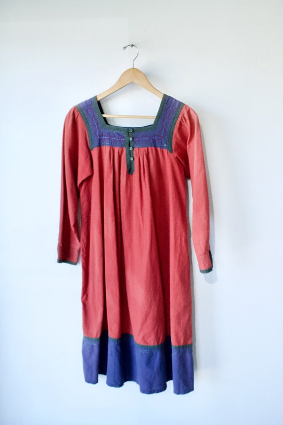 Vintage Starina Red Cotton Indian Dress