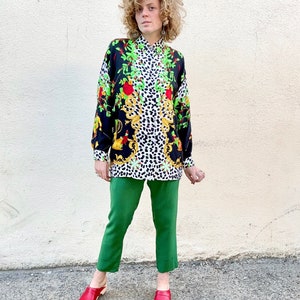 Vintage Versace Silk Shirt With Skiers