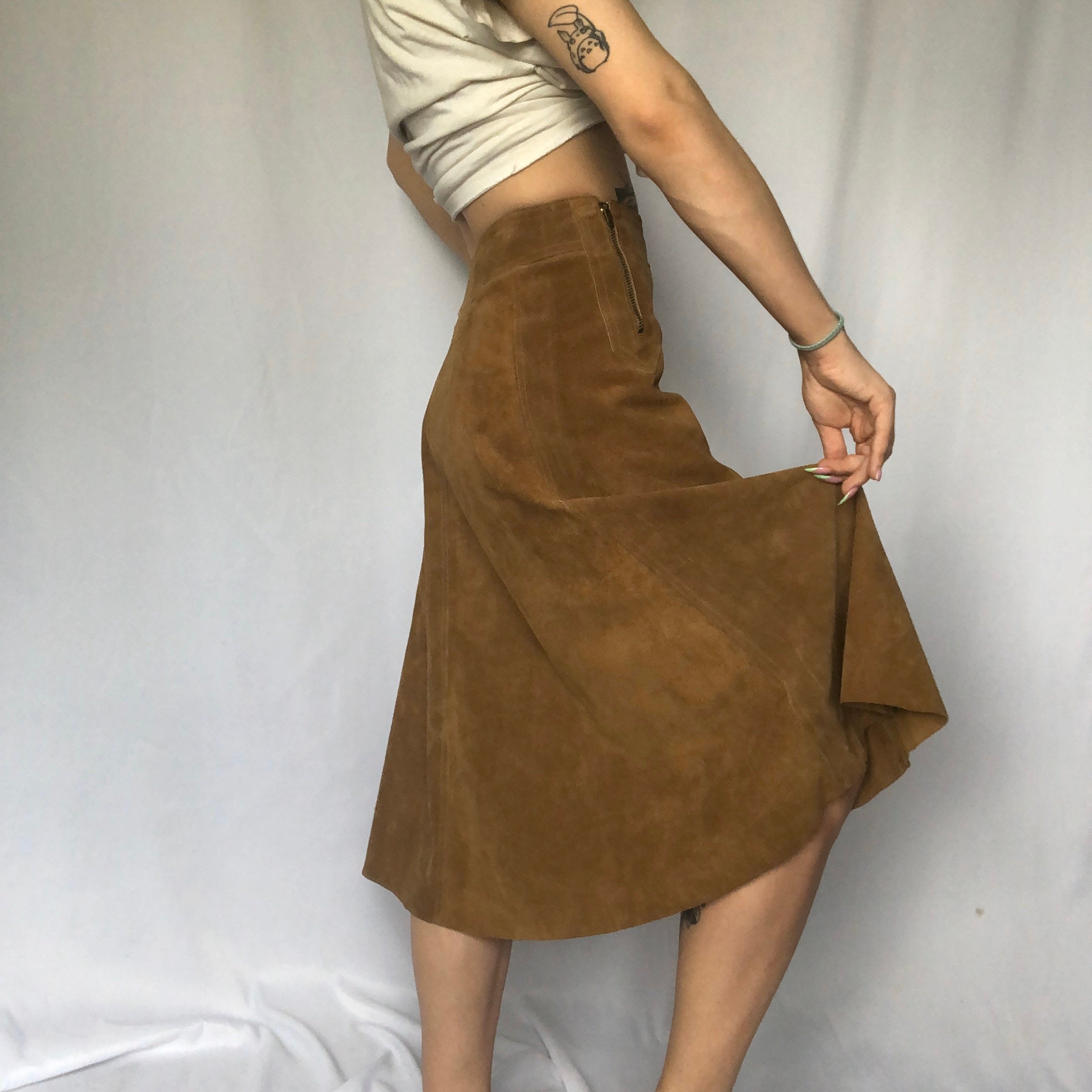 suede zip skirt