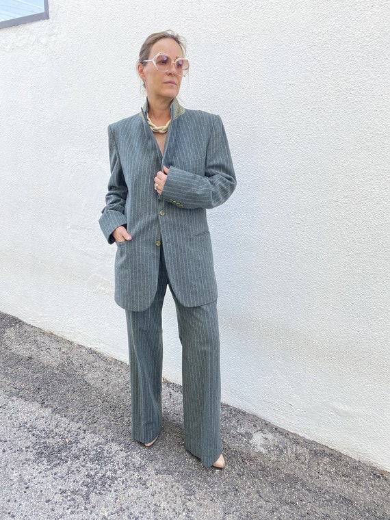 Vintage YSL Yves Saint Laurent Green Wool Suit