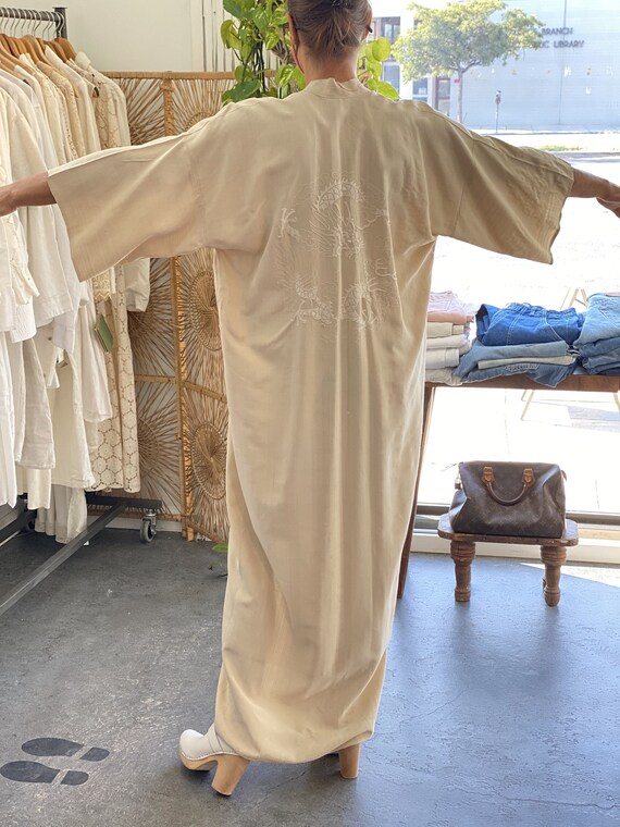 Vintage Cream Raw Silk Kimono