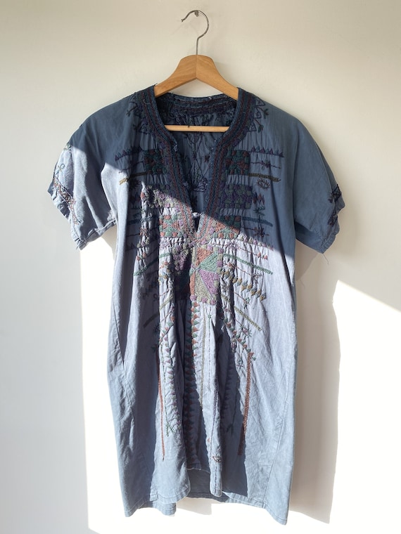 Navy Blue Embroidered Mini Dress