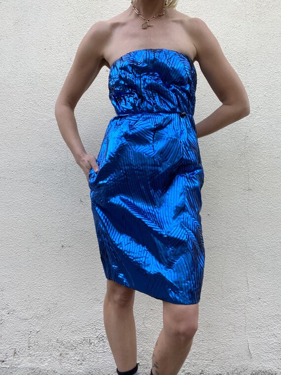 Chanel Blue Silk Cocktail Dress