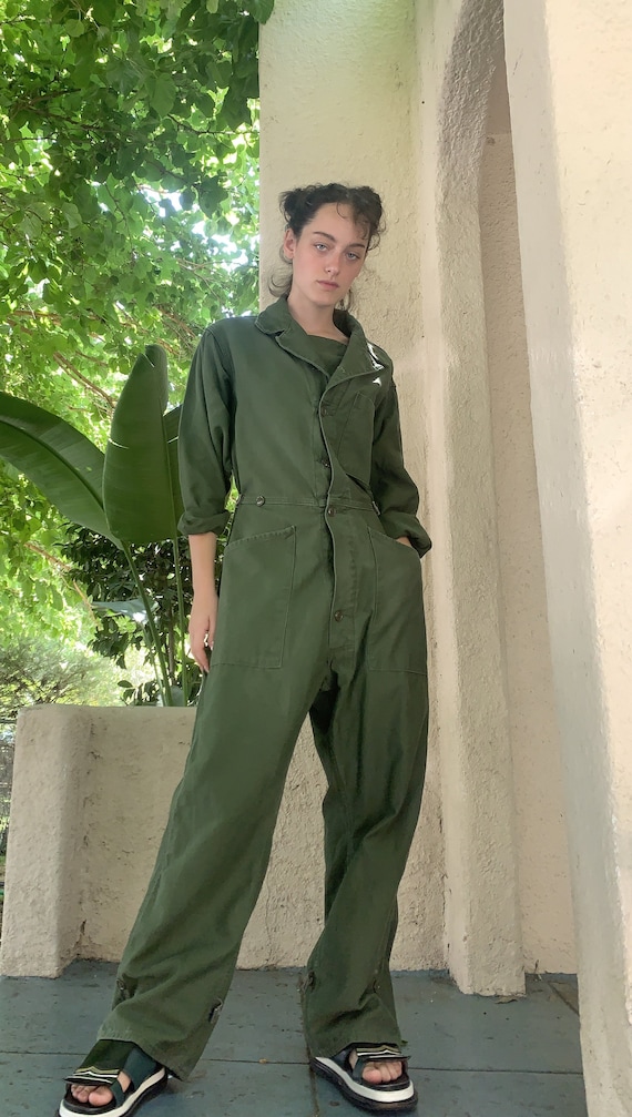 Vintage Army Green Coverall Jumpsuit