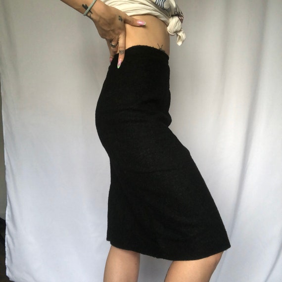 Vintage Black Wool Pencil Skirt