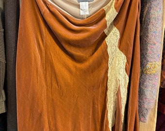 Vintage Alberta Ferretti Copper Velvet Skirt