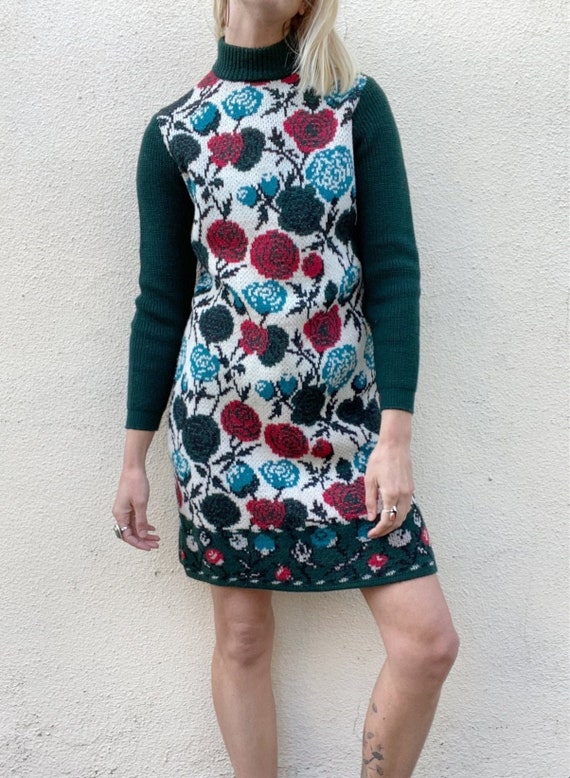 Vintage Mittin Floral Knit Dress