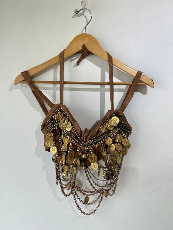 Vintage Gold Lace Bustier Top - Small