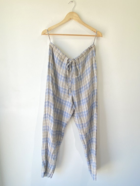 Vintage Eskandar Plaid Linen Pants