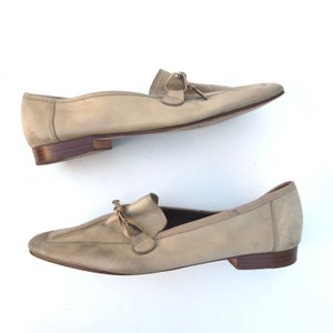 Enzo Angiolini Creme Elfenbein Leder Beige Loafer Wohnungen sz 7M