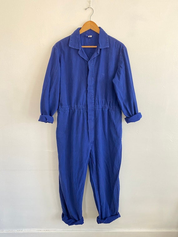 Vintage Indigo Blue Workwear Jumpsuit