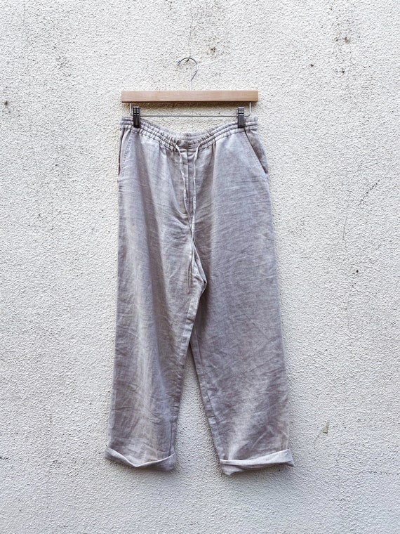 Vintage Petite Sophisticate Oatmeal Linen Pants - image 1