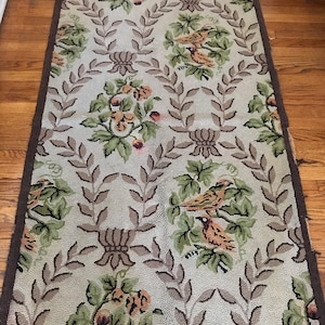 Vintage Hook Rug with Birds 36 x 59