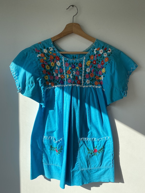 Vintage Aqua Embroidered Top