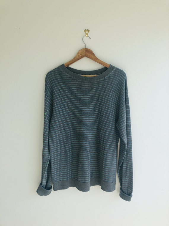 1940s Vintage Striped Gray Sweatshirt