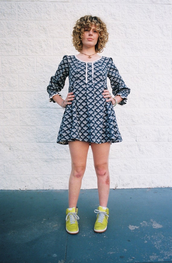 Early Laura Ashley Vintage Blue Floral Dress