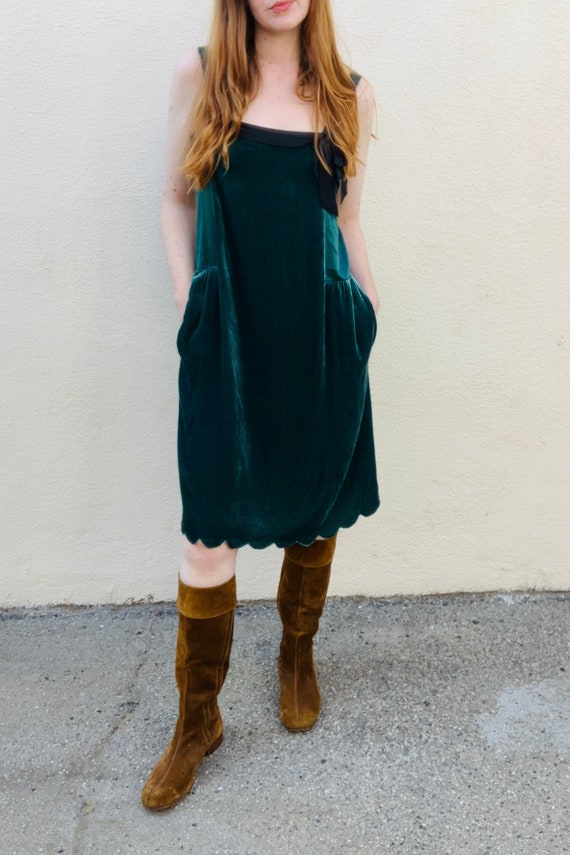 Vintage DKNY Green Velvet Slip Dress Etsy UK